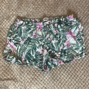 Old Navy Green and Pink Shorts with Tropical Print